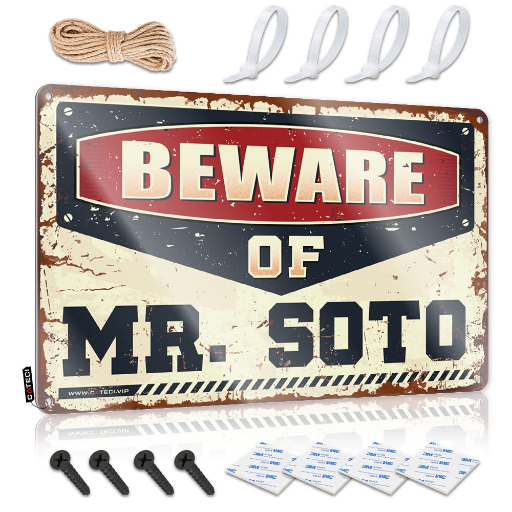 Fzfn Colour Guest Matal Sign Sweet | Beware Of Mr. Soto Boho Gym Decoration(30X40cm)