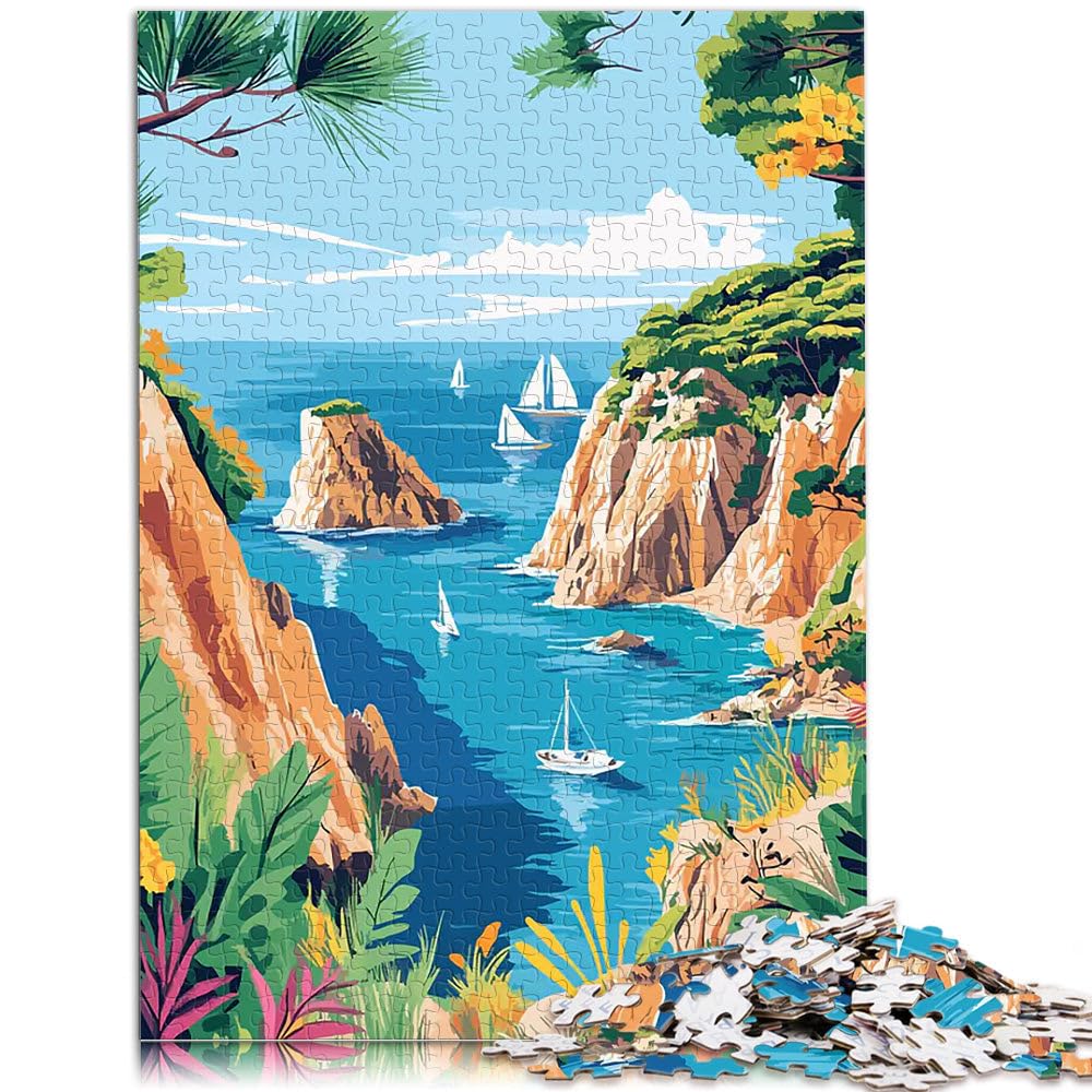 Puzzle de 2000 Piezas para Adultos Paisaje de Playa Costera con veleros desafío Educativo Juego Educativo para cumpleaños y Navidad. 70x100cm