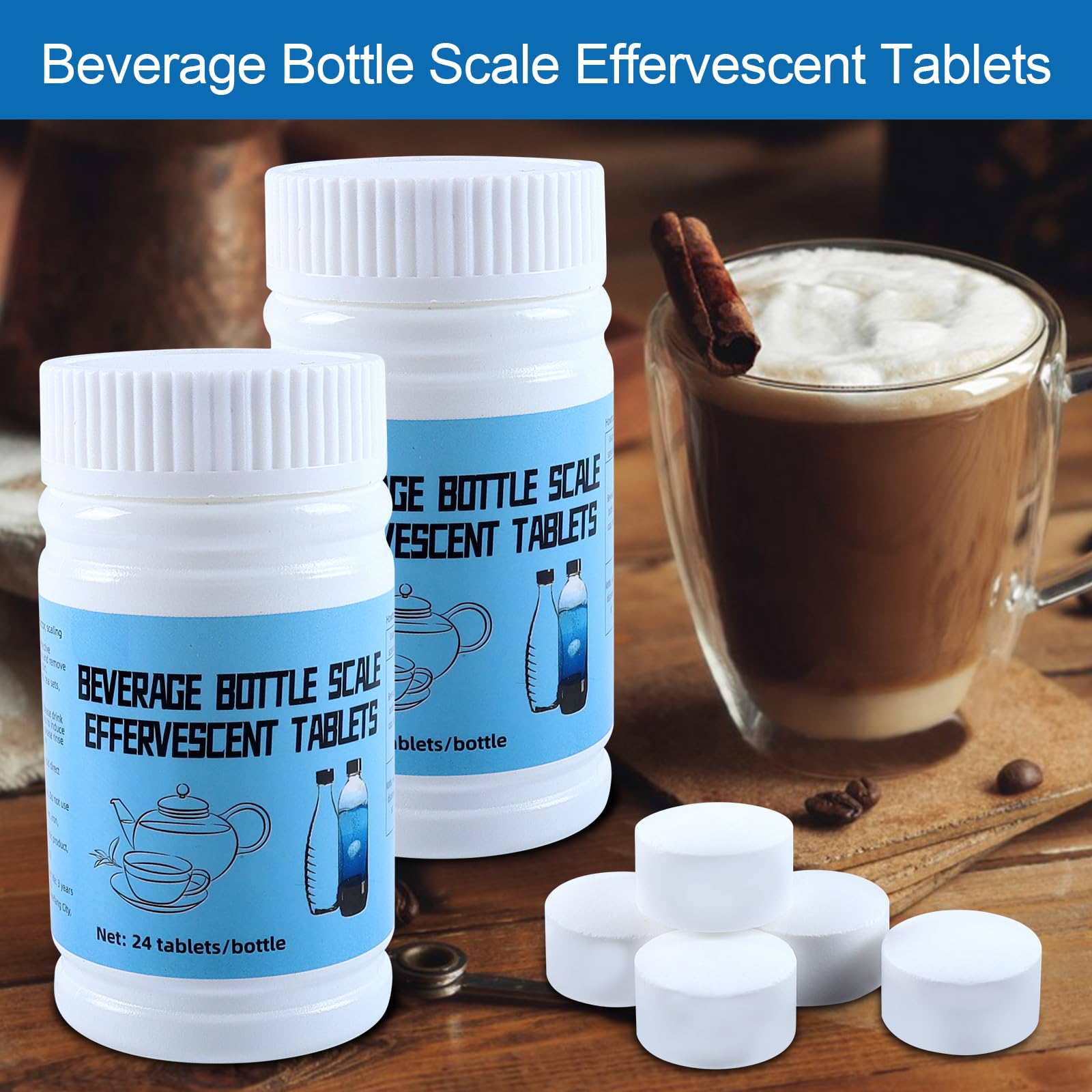 48 Pastiglie per la Pulizia Bottiglie,Detersivo per Tazza di Caffè,Tazza di Thermos(48x4g)