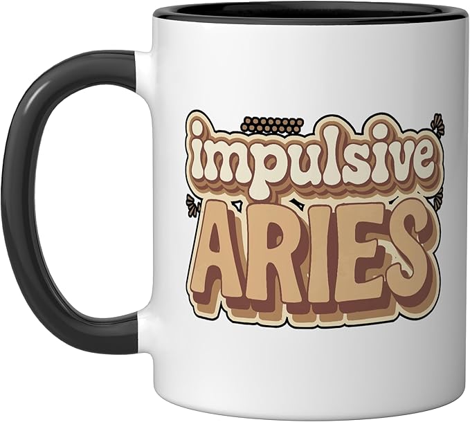 Aries Zodiac Sign Star Astrology Birthday Horoscope Ceramic Mug, Black/White