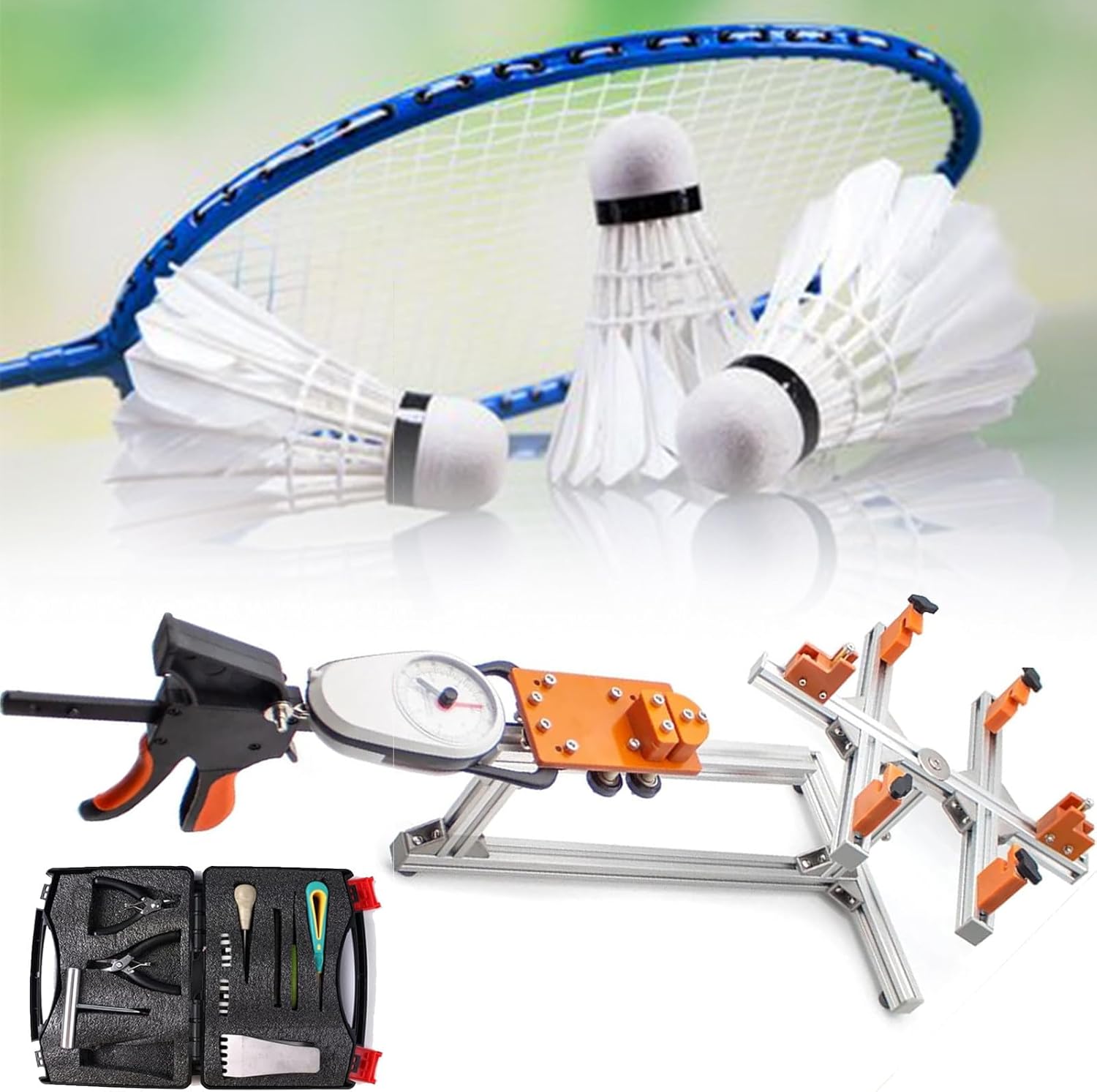 DIY Racket Frame Threading Machine,Aluminum Alloy DIY Racket Stringing Machine for Squash, Tennis, or Badminton Rackets - 6-Point Mounting