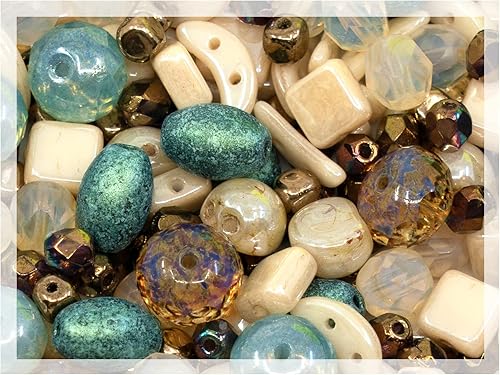 Miniatura 7 de Más de 80 cuentas de vidrio en grano de café (1.8 oz  1.76 oz) República Checa, mezcla de 0.43 pulgadas (0.433 in) para decoraciones de fabricación