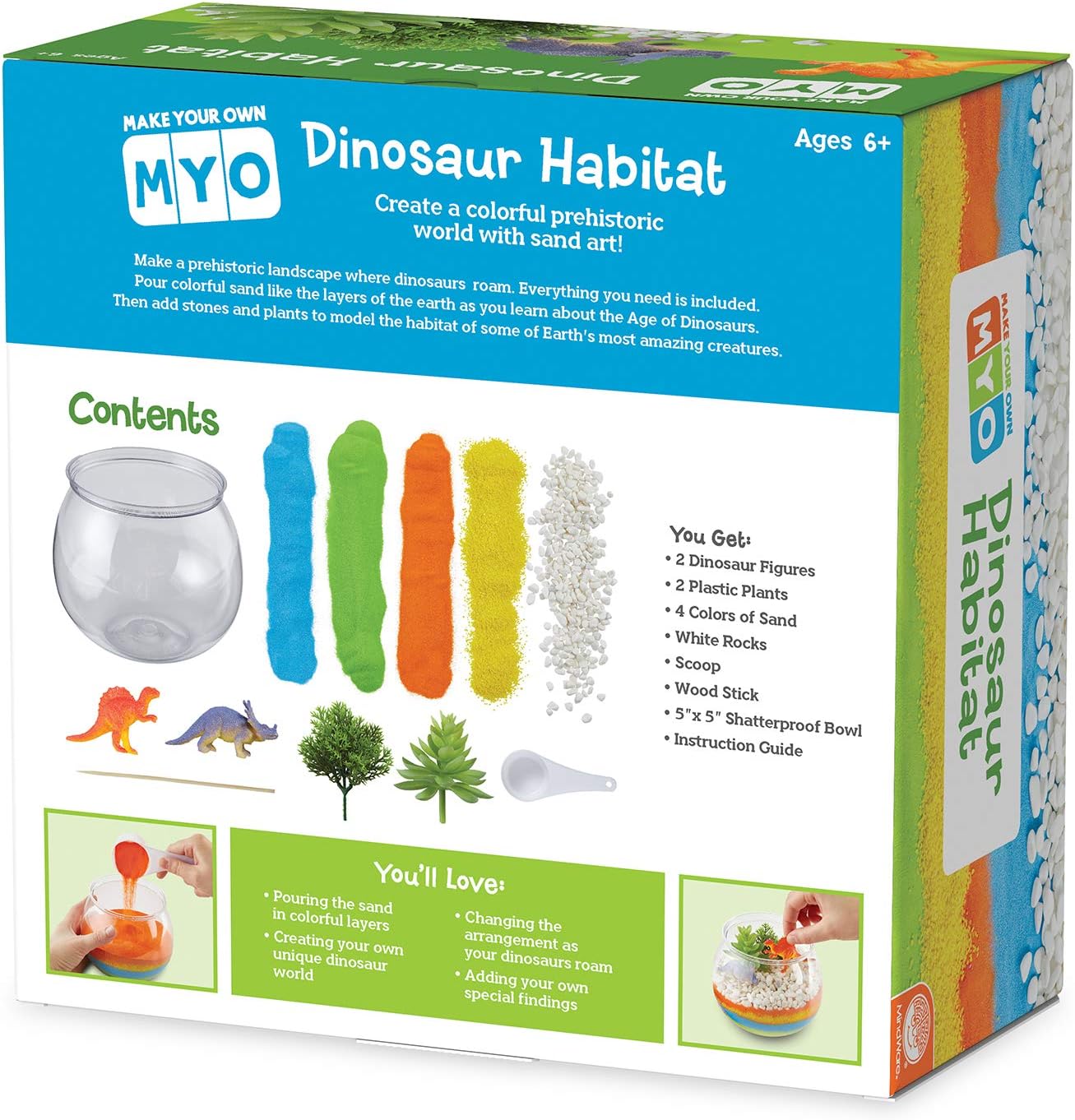 MindWare Make Your Own Dinosaur Habitat – Fun & usable DIY Dino Crafts for Boys, Girls & Teens – Make a Sand-Art Dinosaur Habitat with All Pieces Included – 12 pcs – Ages 6+