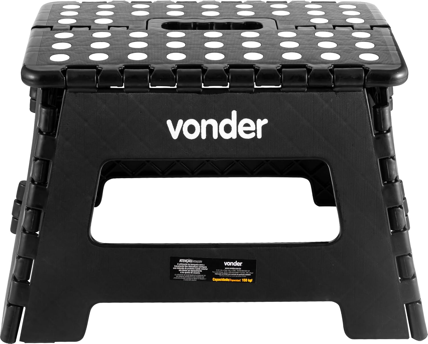 Banqueta Plástica Dobrável, Preta, Altura 220 Mm, Vonder