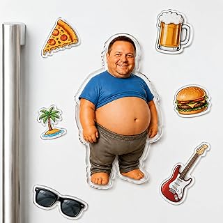 Personalisierter Kühlschrankmagnet mit drückbarem Bauch Lustiger Foto Acryl Magnet Weicher Squishy Bauch Vatertagsgeschenk Lustige Personalisiert Geburtstags Fotogeschenke für Paare Freunde Familie