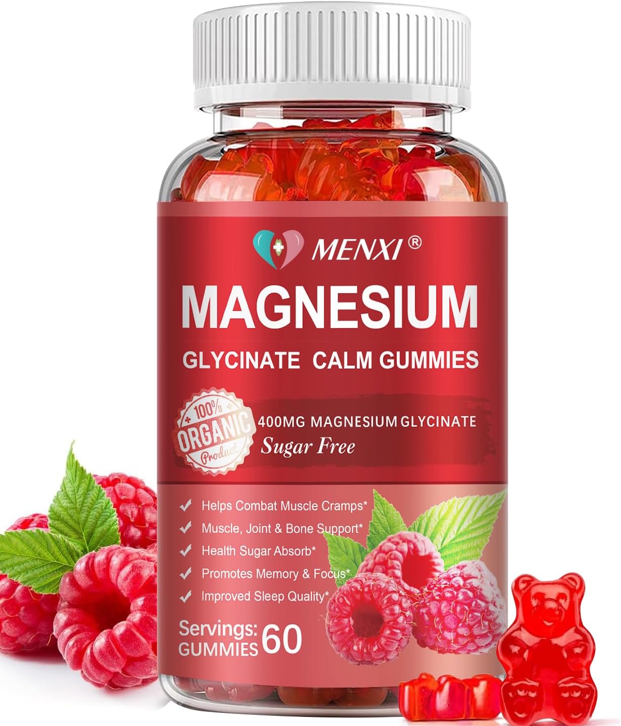 - Magnesium Gummies 600mg per Serving-Magnesium Glycinate 400mg and Magnesium Malate 200mg,Sugar Free Magnesium Potassium Supplement for Calm Mood, Muscle, Bone & Sleep Support,60 Raspberry Gummies