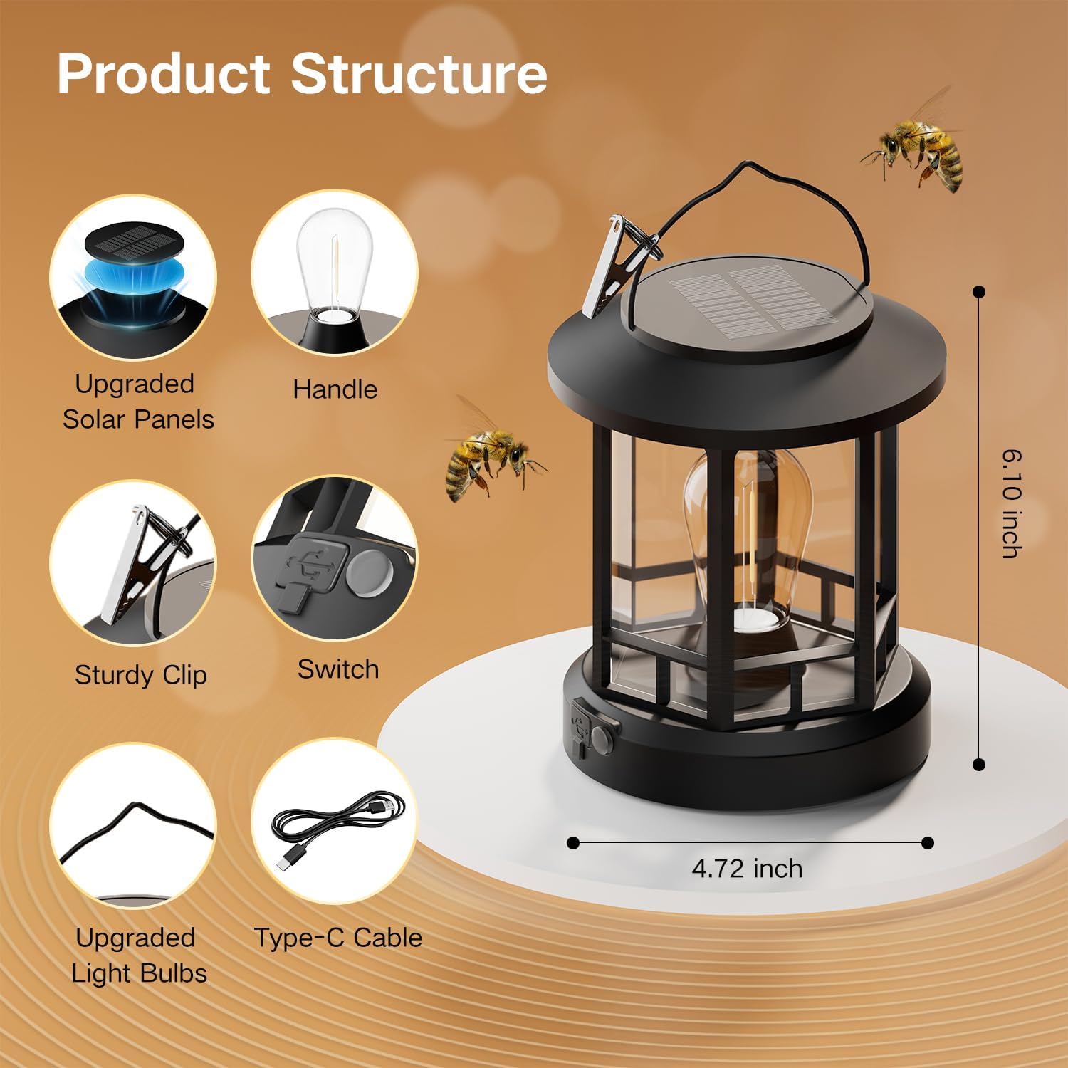 Solar Lights Outdoor Hanging Lantern,