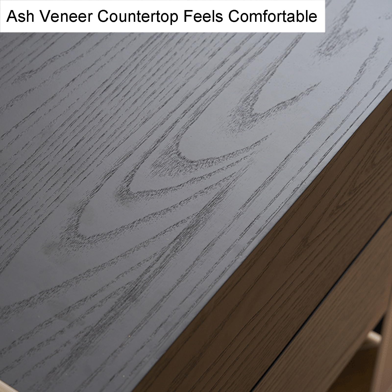 Comodino in legno massello con finitura effetto cuoio, silenzioso, con 2 cassetti, senza bisogno di montaggio, moderno, lato destro, finitura arancione - perfetto per riporre oggetti in camera da let