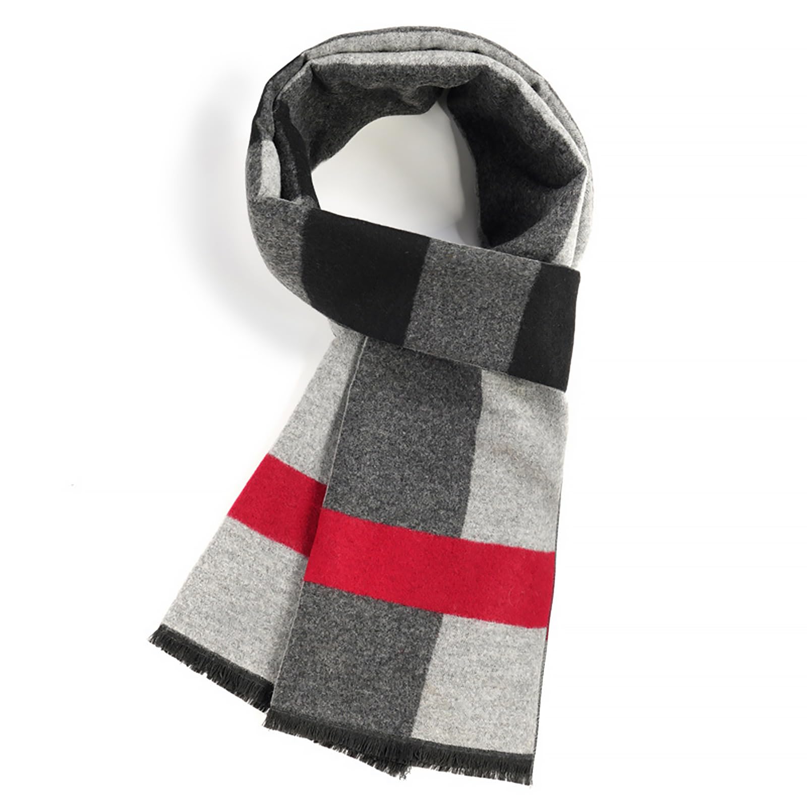 Sgqtzdzq Men's Grey Stripes Winter Cashmere Tartan Scarf - Neck Warmer Great Gift (Grey Stripes)