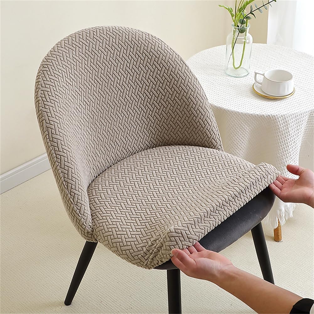Stretch Curved Back Dining Chair Cover, Mid Century Modern Accent Chairs Slipcovers, Washable Armless Chair Protector, for Living Room Kitchen Hotel,Khaki,4PCS