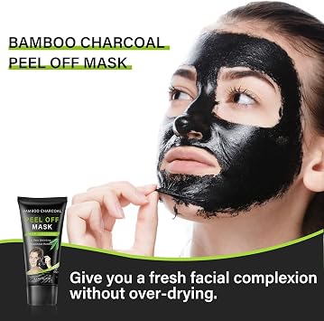 Bamboo Charcoal Peel Off Mask, Blackhead Remover Peel Off Mask Charcoal Face Masks for Deep Cleansing