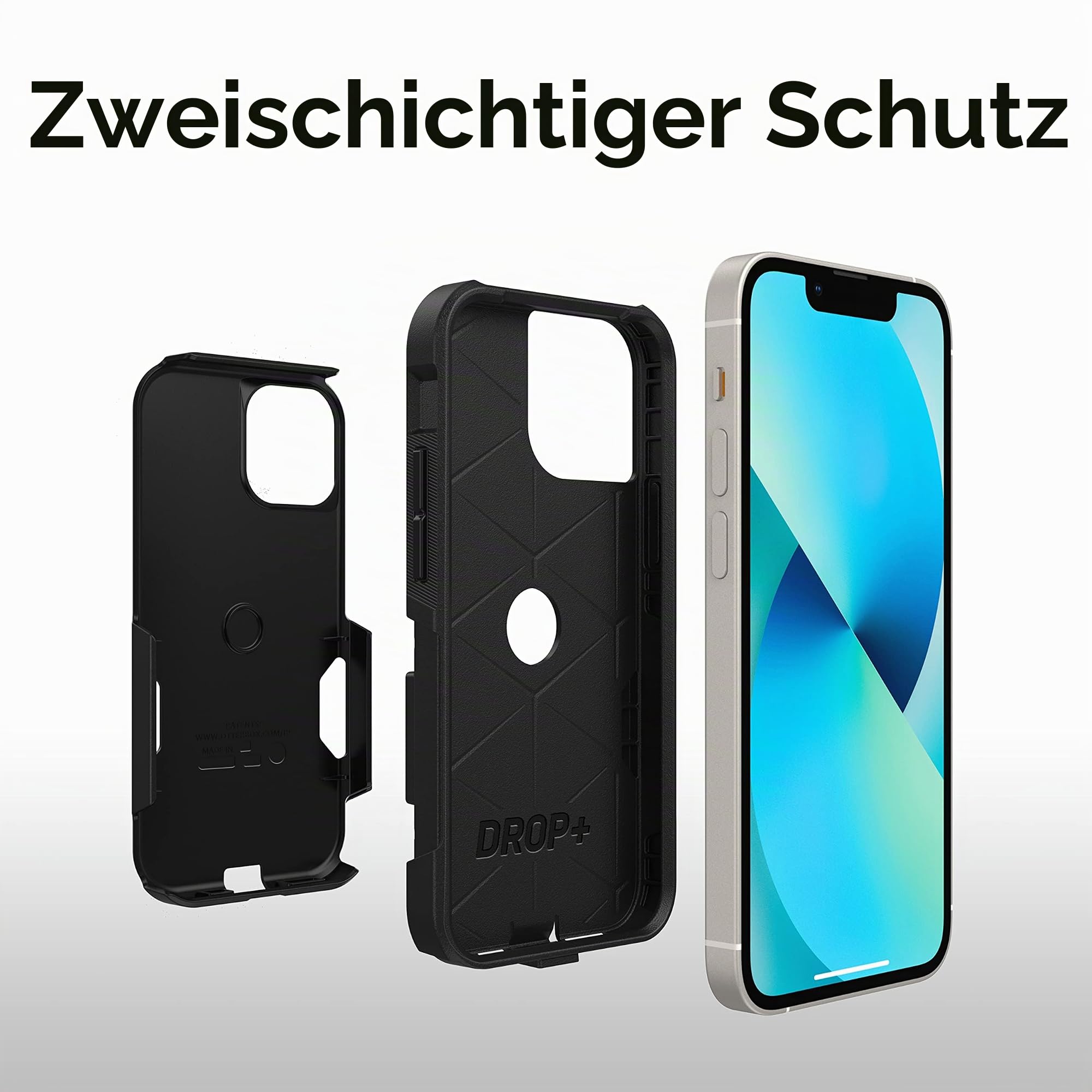 OtterBox Commuter Hülle für iPhone 13 mini/iPhone 12 mini, sturzsicher, schützende Hülle, 3X antimikrobieller Schutz, Schwarz, Keine Einzelhandelsverpackung