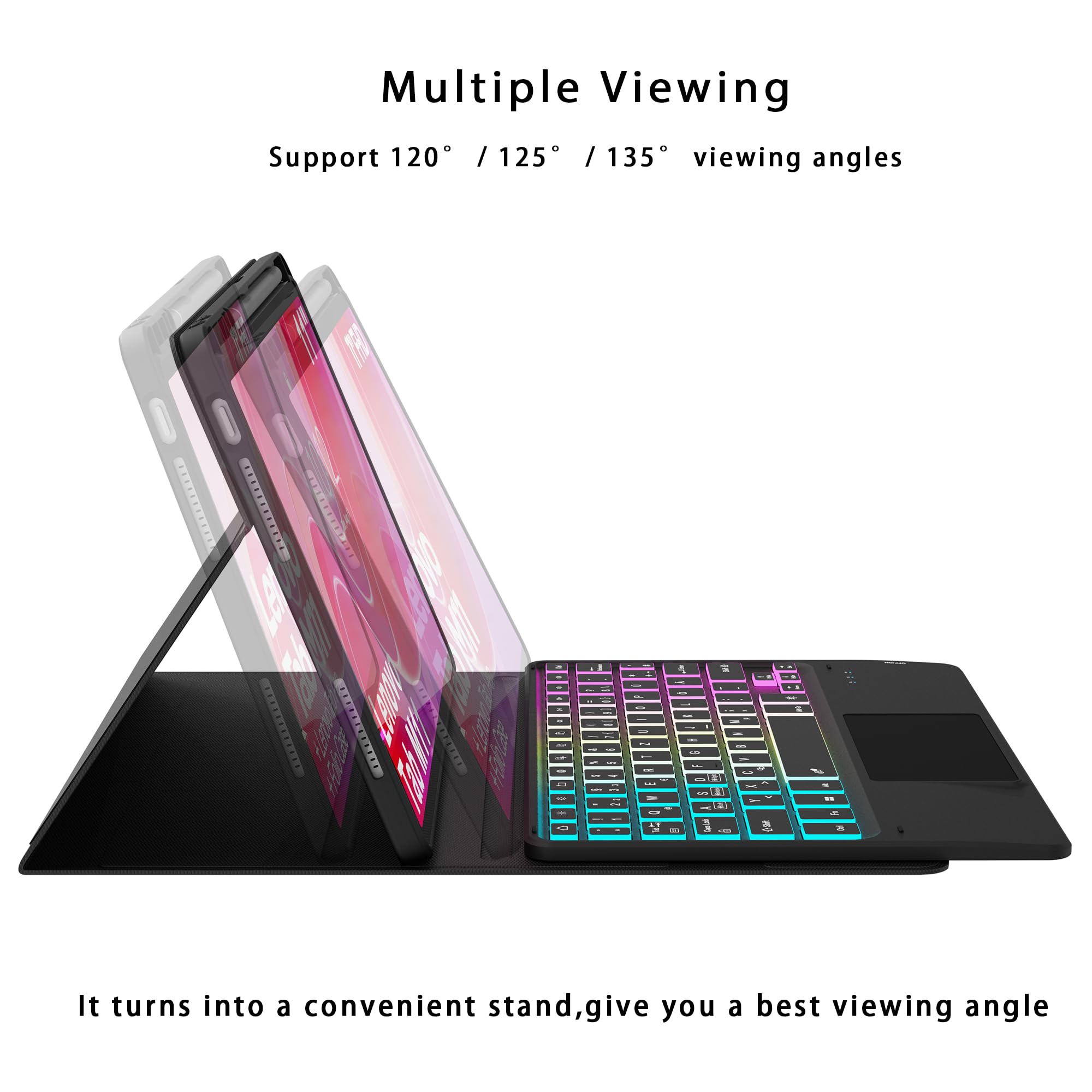 Custodia per Lenovo Tab M11 TB330/TB331 2024 da 11 pollici, con tastiera con trackpad | Retroilluminazione RGB a 7 colori, tastiera con touchpad, portapenne, rimovibile, magnetica, per studenti, viaggi