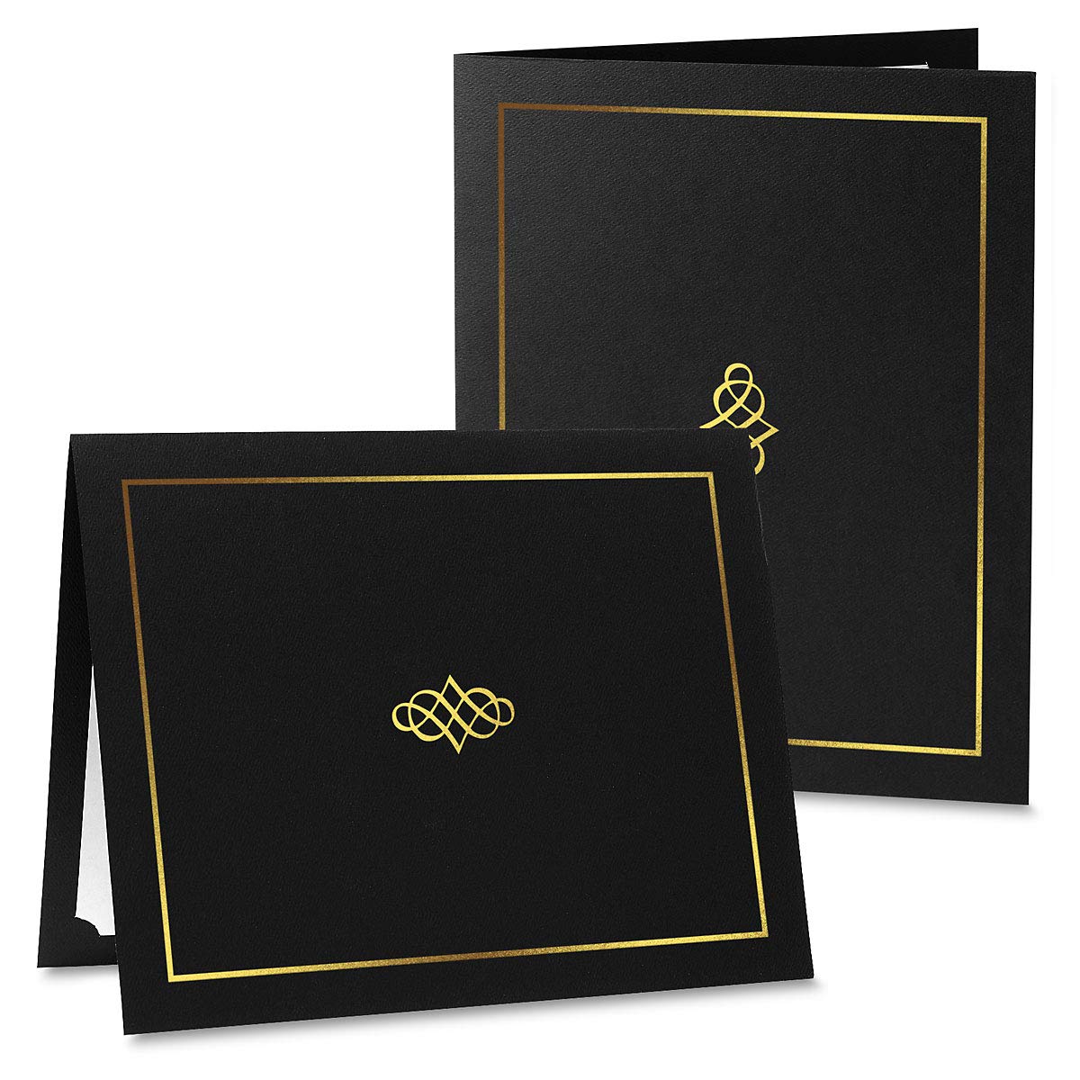 Kunstvolle Zeugnismappen, Schwarz und Gold, Leineneinband, 36,3 kg, gefaltet, gestanzte Ecken, für Büro, Geschäftsauszeichnungen, Abschlussfeier, Schuldiplomhalter, 24,9 x 30,5 cm, 25 Stück