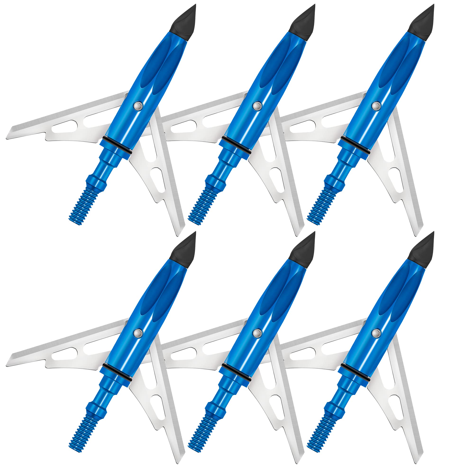 Bombrooster 6 Pack Crossbow Broadheads 100 Grain Chisel Tip Broadhead with Shock Collar Technology