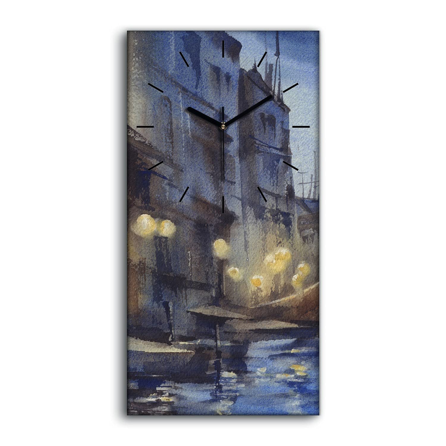 Horloge Silencieuse Sans Tic-Tac Toile Bateaux Mains Noires 30x60
