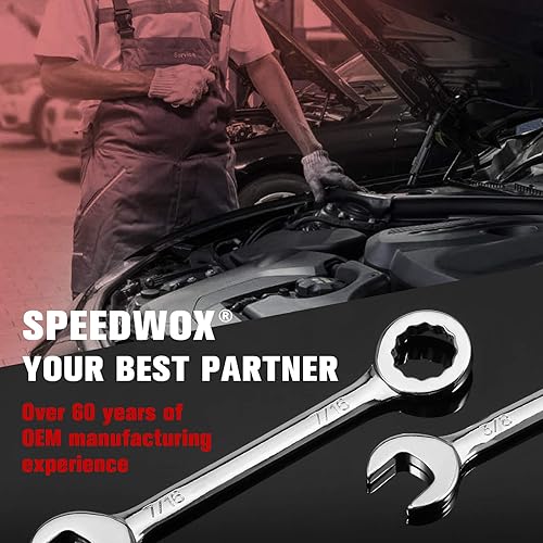 Miniatura 7 de SPEEDWOX Juego de llaves de encendido Mini SAE de 10 piezas de 532"-716" Juego de llaves combinadas de llaves abiertas y de extremo de caja con