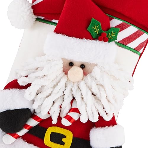 Miniatura 2 de Let's Make Memories Calcetín de Navidad personalizado, familia de bastones de caramelo, medias para la familia, bordados, felpa 3D, decoración de