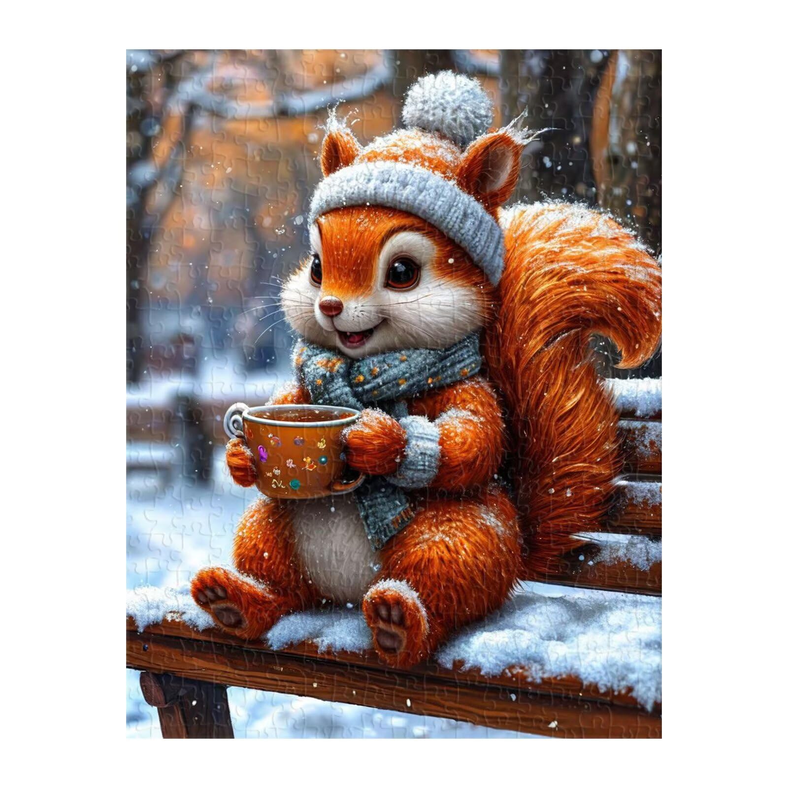 Puzzle 1500 elementów dla dorosłych, zima, wiewiórki, 87 x 57 cm, trudna gra edukacyjna, prezent dla mężczyzny i kobiety, 1500 elementów, puzzle dla dorosłych