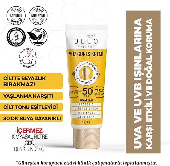 Bee'o Propolis High Protection Facial Sunscreen, 50+ SPF, 40 ml