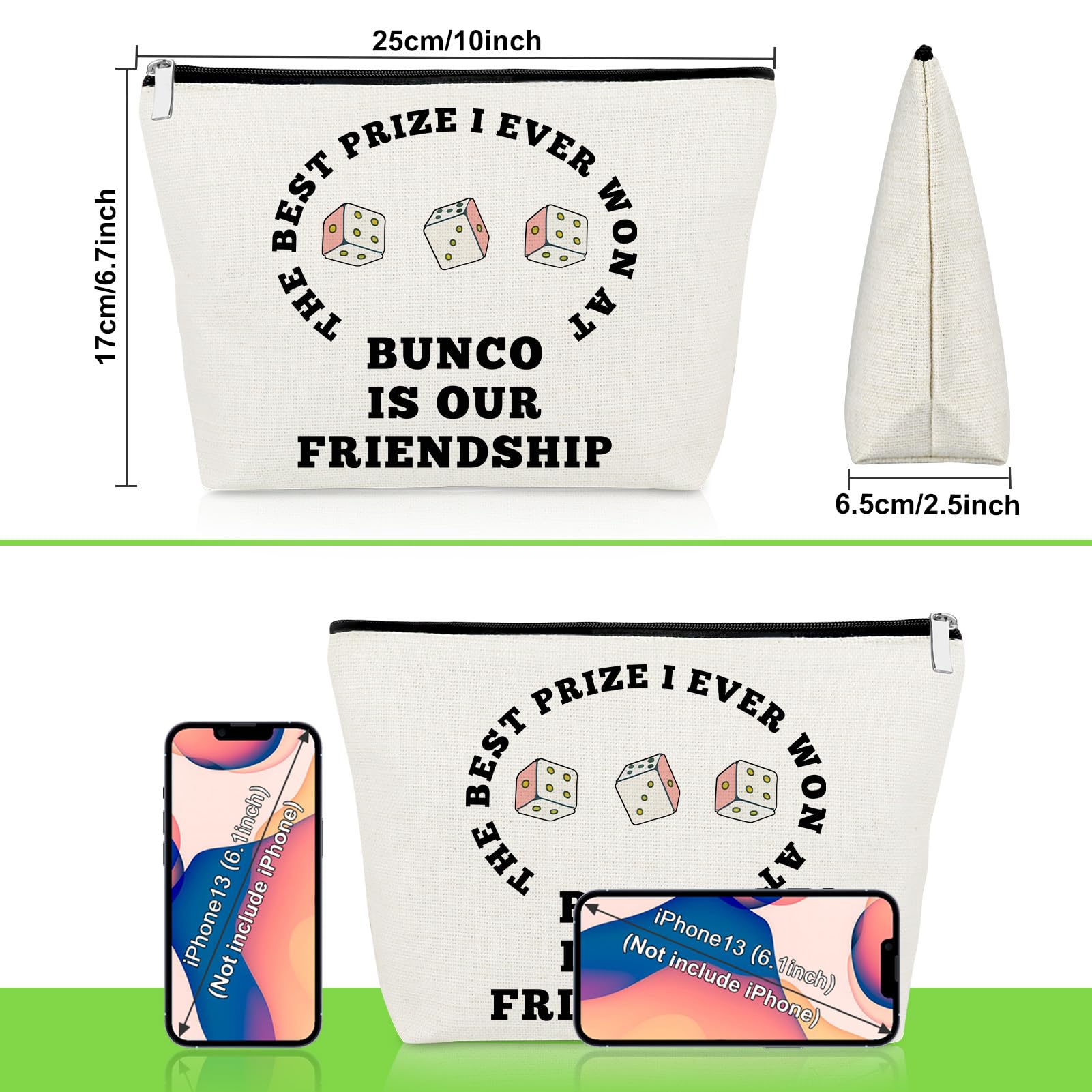 Funny Bunco Makeup Bag for Bunco Game Night Lovers Gambling Lover Gifts Cosmetic Bag Dice Game Gifts for Sister Best Friend Player Christmas Birthday Present Zipper Pouch for Graduation