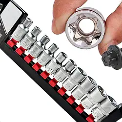 Kit Soquete Torx Fêmea 10 Peças – Encaixe 1/2' – E8 a E24 – Aço Cromo Vanádio – Feron