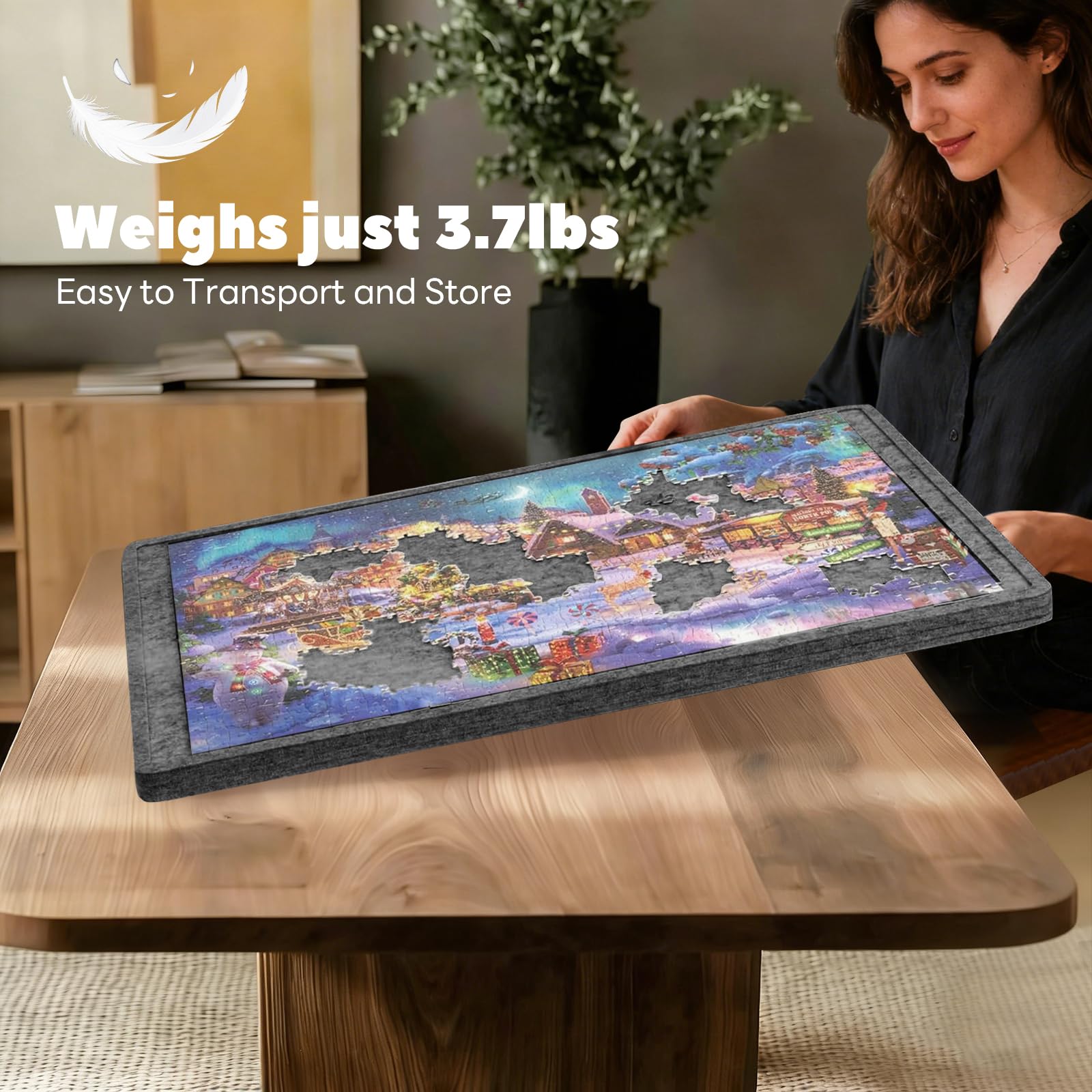 Tablero para Puzzle 1000 Piezas con ángulo Ajustable, 6 Bandejas y Cubierta - Mesa de Rompecabezas de Fieltro Ligera - Puzzle Board Almacenamiento Portátil con Superficie Antideslizante - Porta Puzzle
