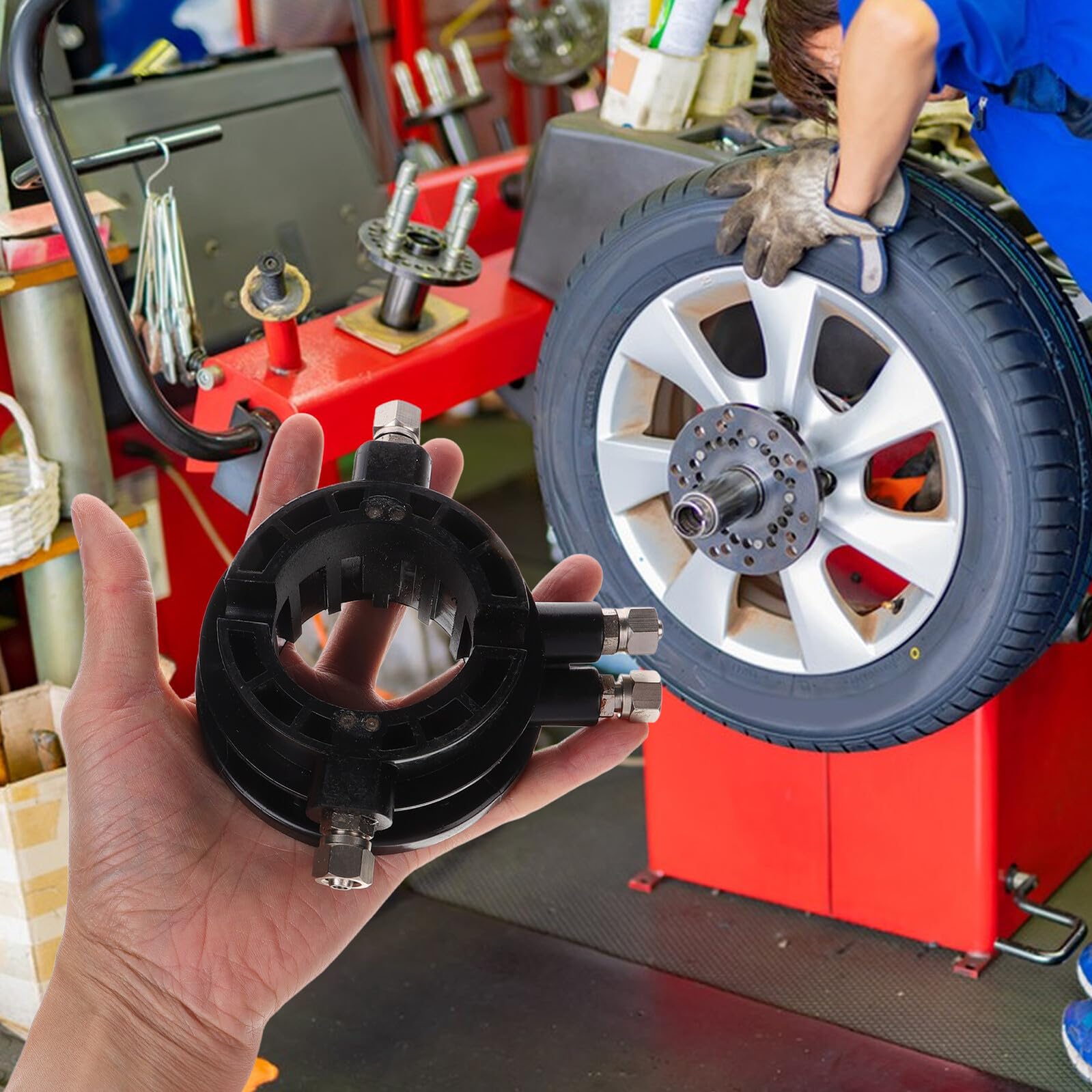 Drehkupplungs Reifenmontiergerät mit Schnellventil und Luftverteilung für Kfz Reifen Robustes Autowerkzeug für Werkstatt und Heimwerker