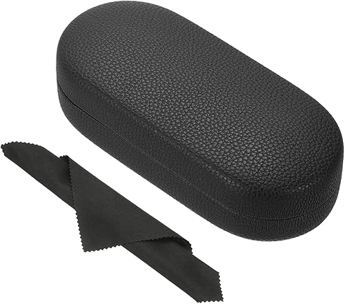 Estuche rígido para lentes, piel sintética, estuche grande para litchi, organizador de lentes de sol para mujeres y hombres
