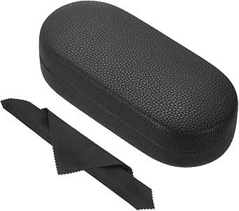 PATIKIL Hard Shell Brillen Case, PU Lederen Grote Glazen Case Litchi Grain Beschermende Zonnebril Organizer, Zwart, 6.7 x 2.8 x 2 inch