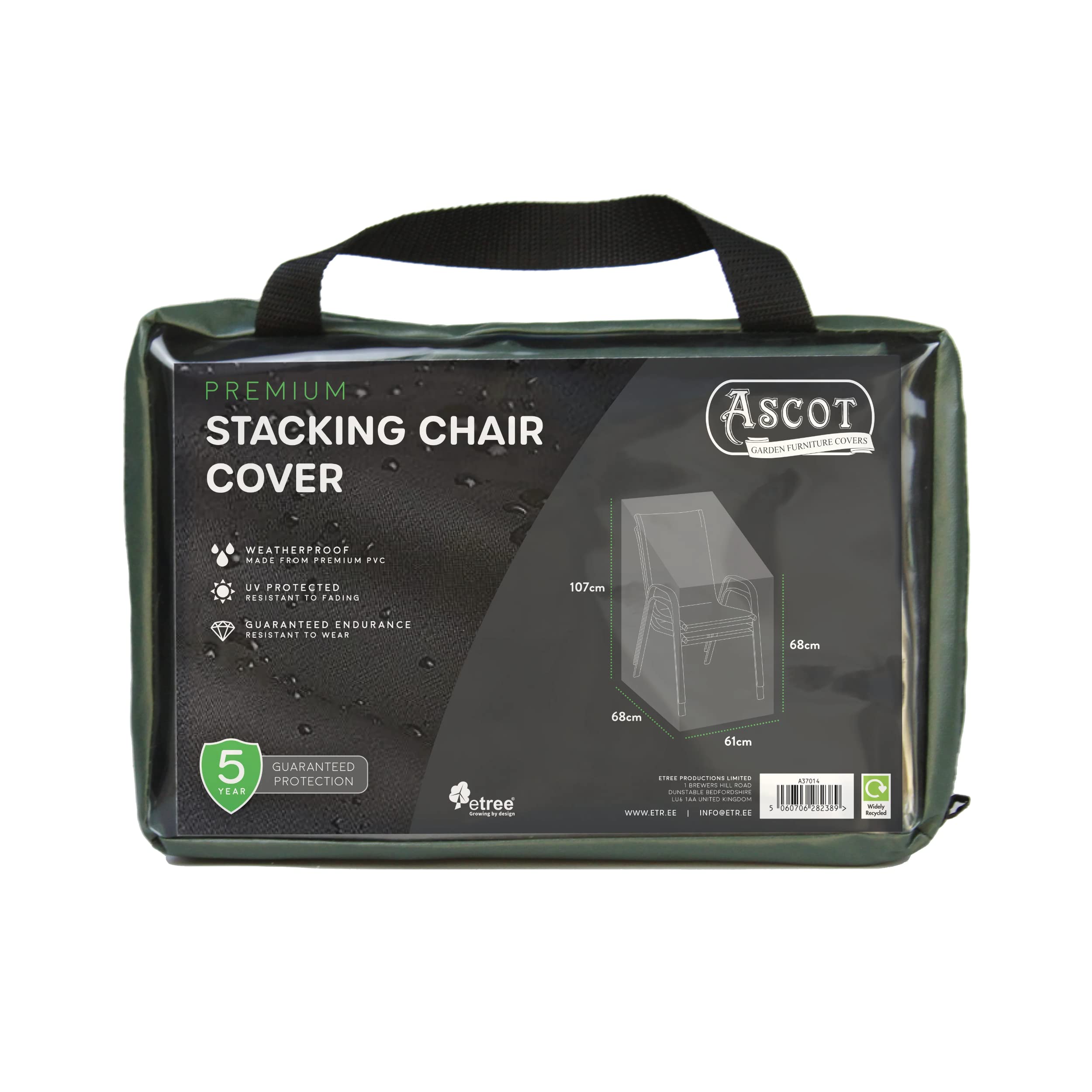 Ascot Garden Furniture Covers Green Ascot Premium Stacking Chair Cover - 61 X 68 X 68/107 (H) Cm Garden