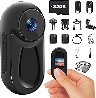 Mini Caméra Sport, 32GB Action Cam 1080P HD, 120° Caméra d'action Camera Corporelle Vlog avec Vision Nocturne Caméra de Casque Moto Multifonction Accessoires