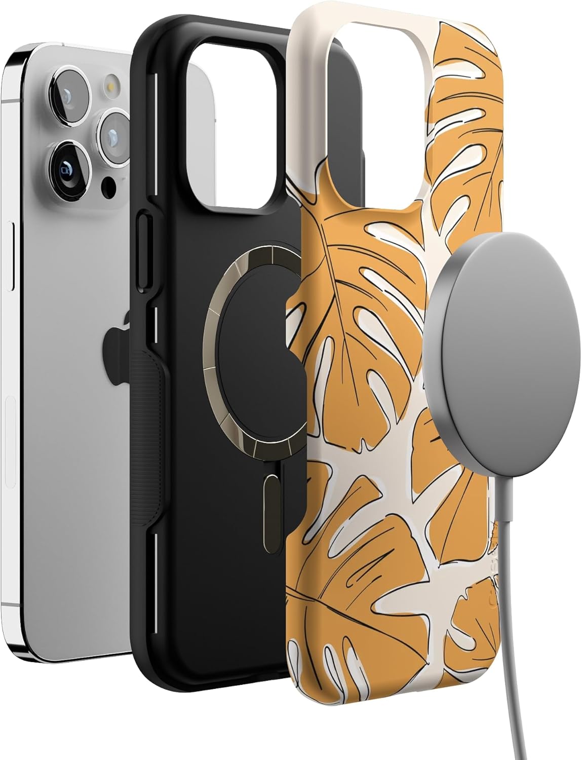 Casely iPhone 14 Pro Max Case | Island Time | Tropical Leaves Floral | Bold Protective Design | Compatible with MagSafe