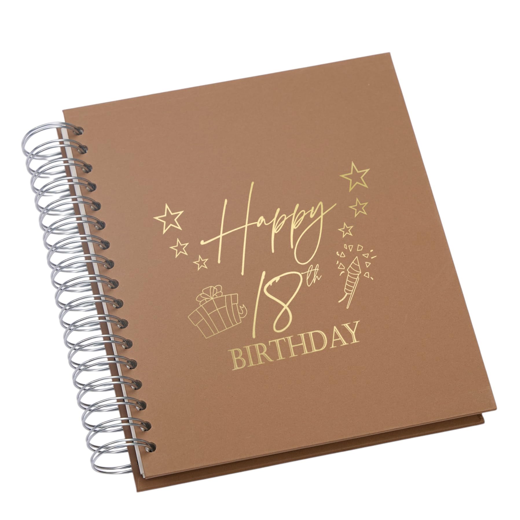Large 18th Birthday Photo Album Memory Keepsake, Present Design, Multiple Colour Options, Fits 6x4 or 5x7 Photos (Brown, 5 x 7 Inch)