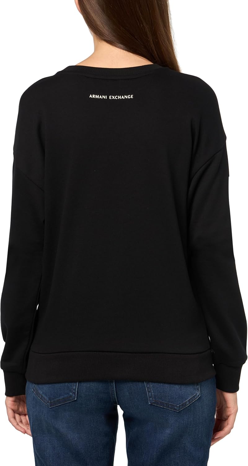 Armani Exchange womens Circle Moon Graphic French Terry Crewneck Sweatshirt - Image 2