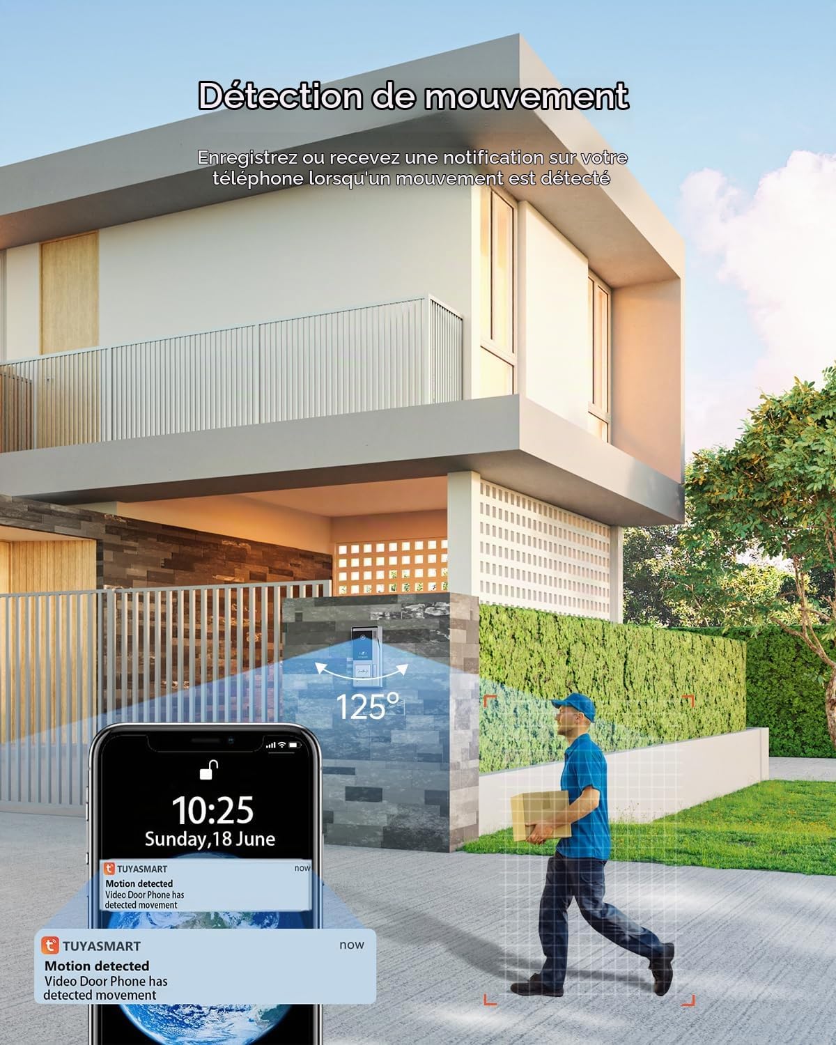 TMEZON Visiophone Filaire Connecté à 4 Fils, Interphone Vidéo IP WiFi avec 7'' écran Tactile,1080P Sonnette Portier, Unlock à Distance Via APP/RFID Cartes,Détection de Mouvement,2 Familles