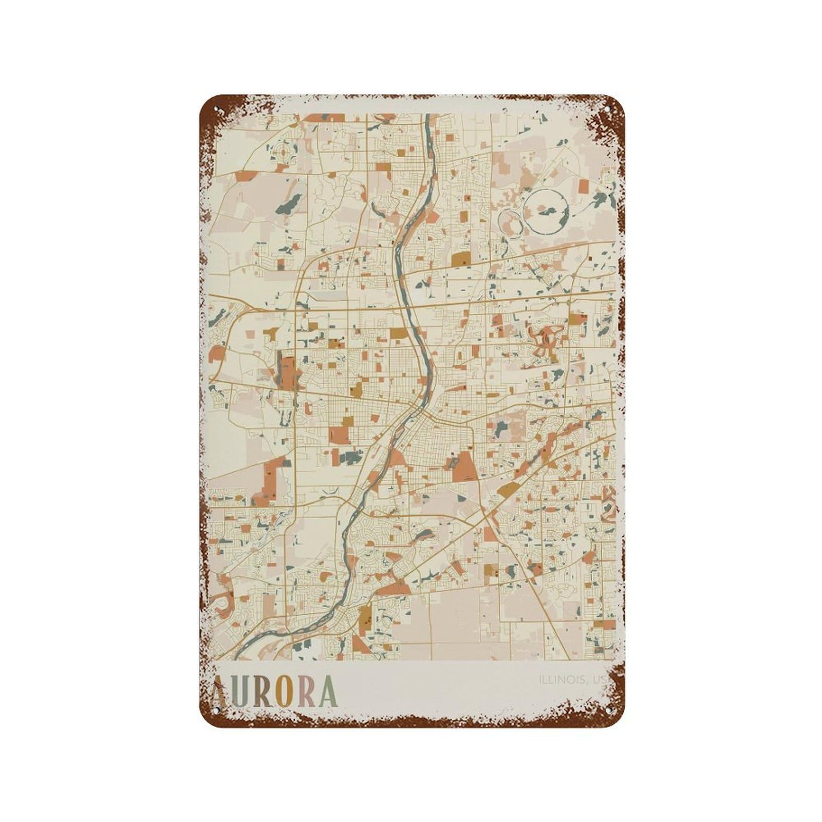 xiaoxiaoshen Aurora Map Illinois Travel Gift Boho (2) Wall Decor Art Metal Tin Poster Modern Home Decor Art Home Bar Shop Decorations Vintage Sign 30x20cm