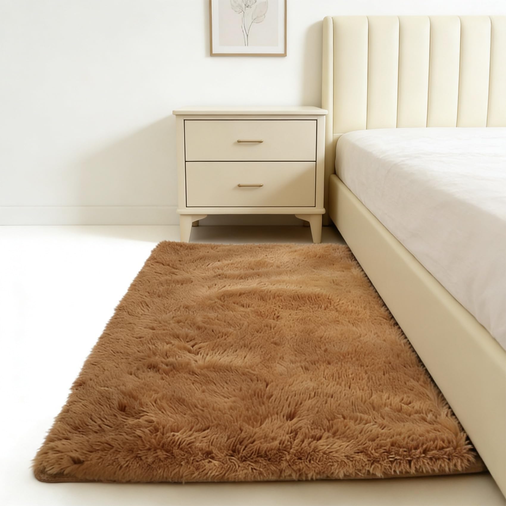 Tapis de salon marron shaggy créez un coin lecture cosy dans votre chambre