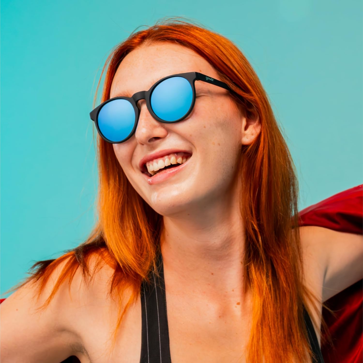 goodr Midnight Ramble at Circle Bar Polarized Round Sunglasses, Small Sized (Circle G), Black Solid Frame with Blue Mirrored Reflective Lenses, UV400 Protection, No Slip, No Bounce - Image 3