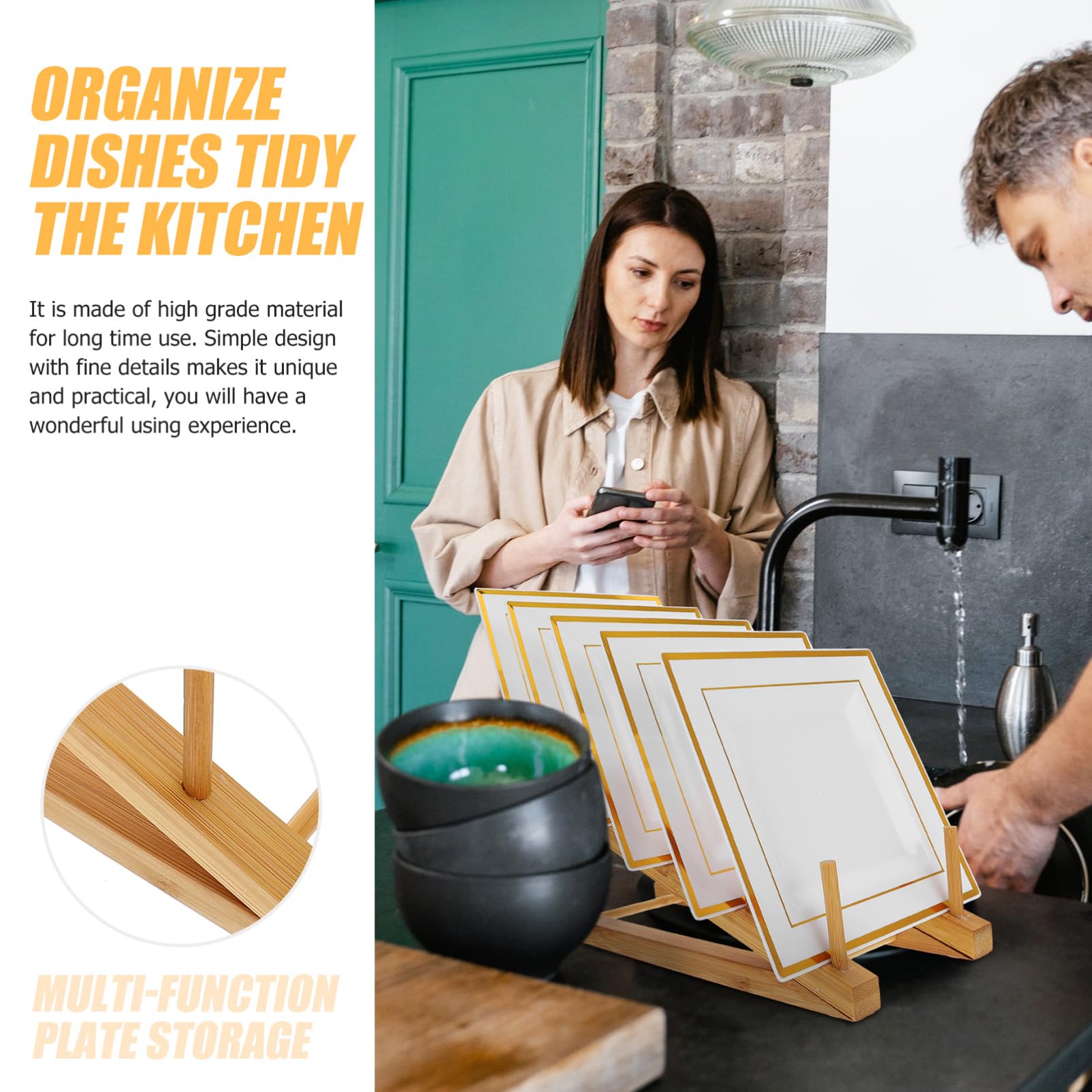 BEBEMOKO Bowl Dish Storage Shelf Multi Functional Plate Display Rack for Kitchen Organization Design Vertical Draining Space Saving Accessory for Home Restaurant Use