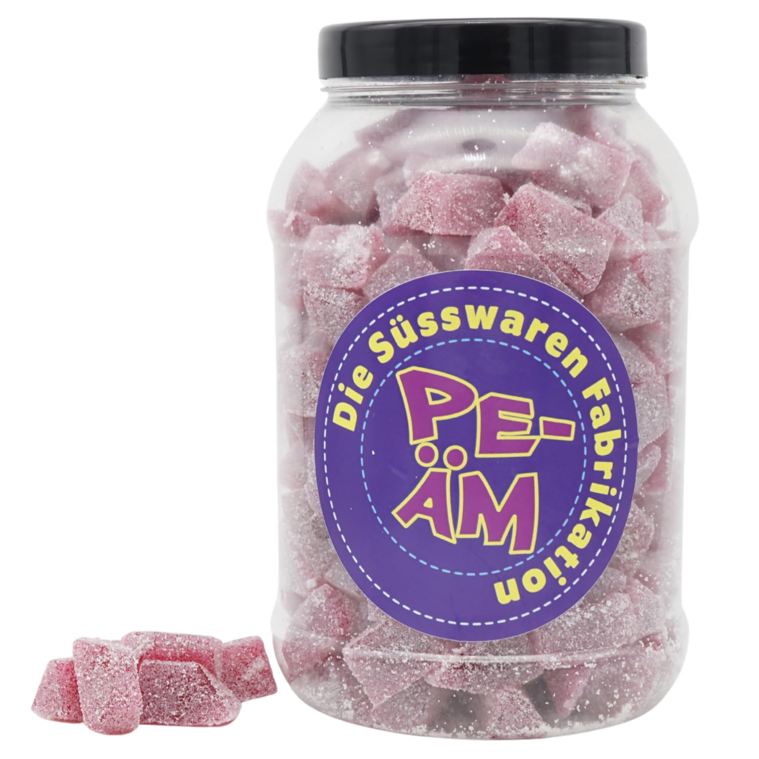 PE-ÄM | Wirklich Saure Zuckerfreie Fruchtgummi Kirsch M'Ecks | 2kg Big Pot | XXL Pack für Party, Candybar & Geschenk | Saftig | Premiumfruchtgummi