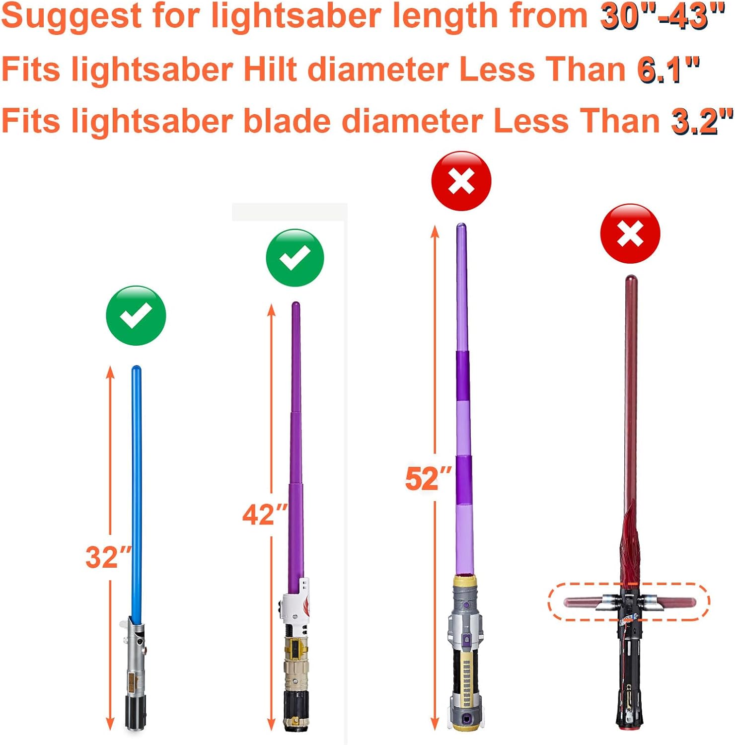Cosmos Lightsaber Carrying Bag Light Saber Storage Bag with Adjustable Shoulder Strap, Portable Lightsaber Sheath Shoulder Bag Lightsaber Carrying Case for Cosplay Costume (2 Bag Sizes for Option)