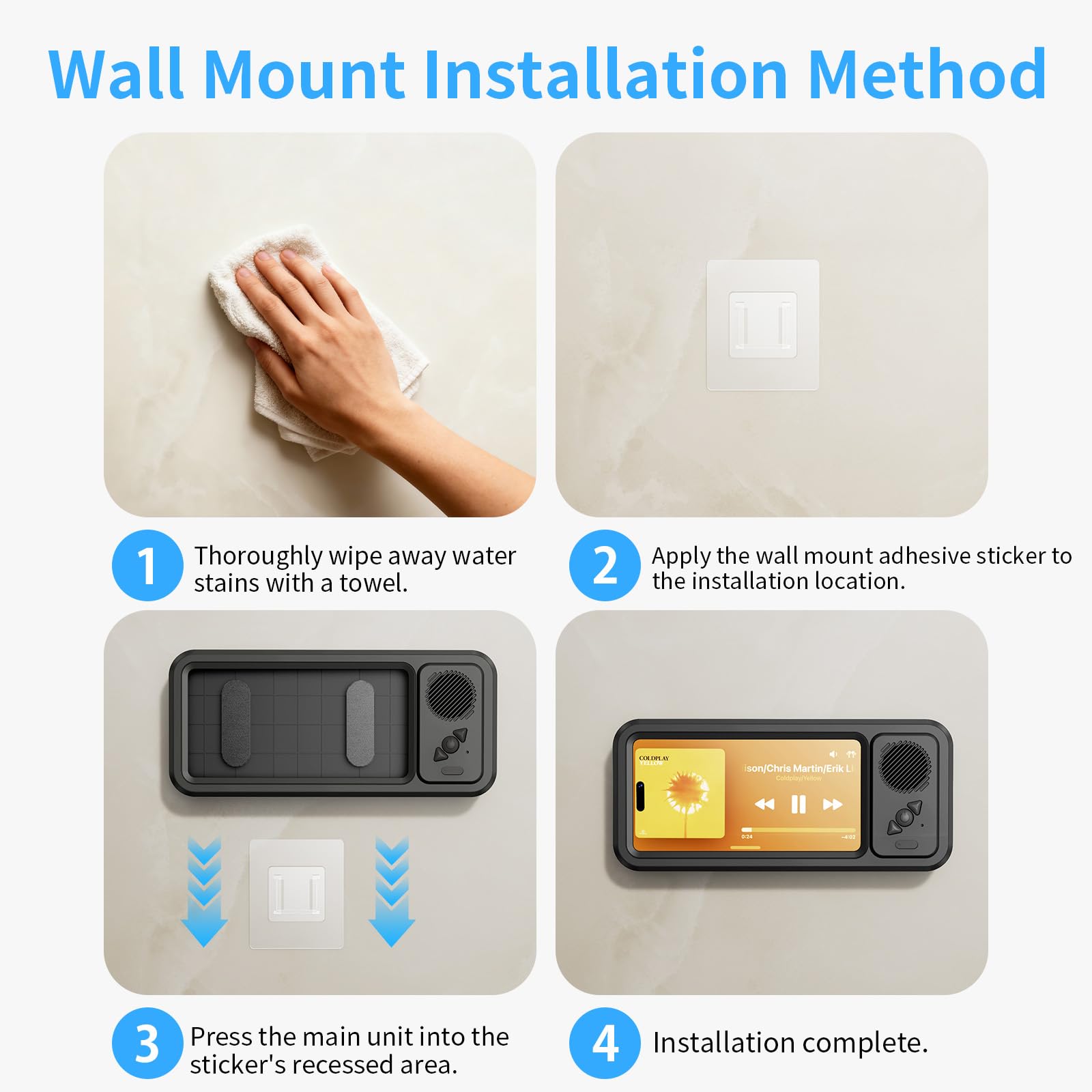 Dusch-Handyhalterung, wasserdicht, mit Lautsprecherloch, 360° drehbar, Dusch-Handyhülle, Anti-Beschlag-Handy-Ständer, Halterung für Badezimmer, Badewanne, Küche, Wandspiegel, für iPhone 17