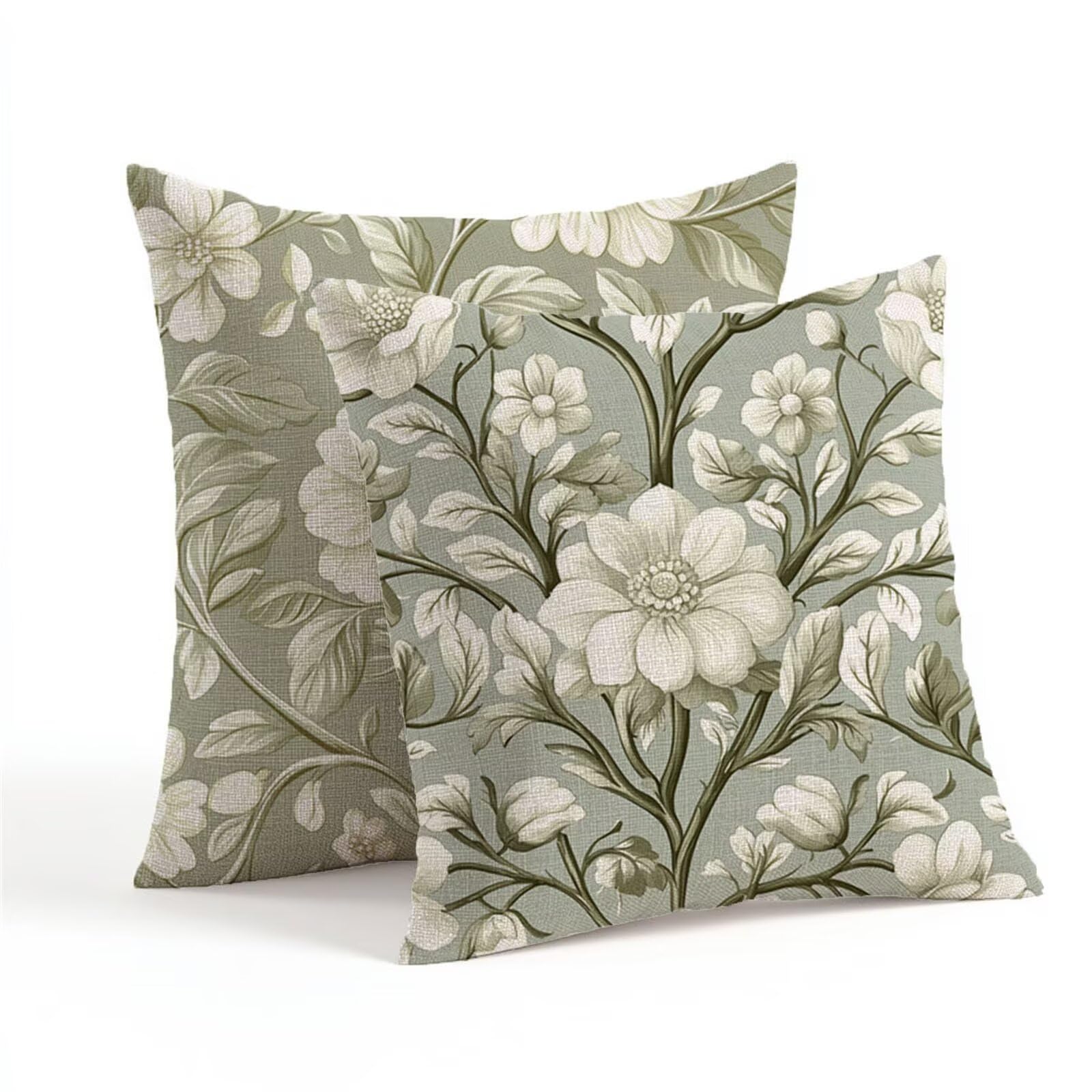 Cuscini per Divano Verde salvia Federe Cuscini Divano fiore Copricuscini 60x60cm 2 Pezzi Impermeabili Velluto Federe Cuscino Letto, Stampa Fronte-Retro per Soggiorno Letto Camera Giardino Sedia 1Z-233