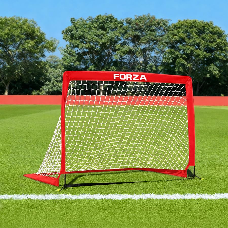 FORZA Square Pop-Up Football Goal [6 Sizes] (Red, 3ft x 2.2ft, Pair of Goals)