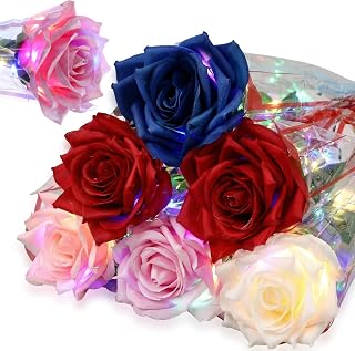 LED Light Up Rose for Women, 6 Pcs