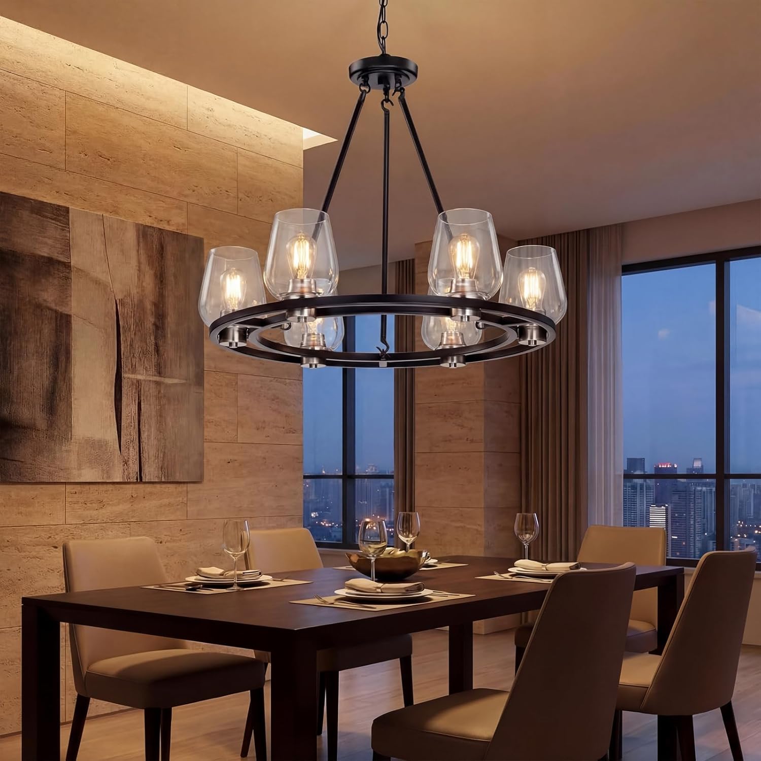 VIHOSE 4 Pack Wine Glass Lamp Shade, 6.3 Height, 1-5/8 Inch Fitter, Clear Light Shade for Light Fixtures Replacement, Wine Bottle Lampshade for Pendant Lights