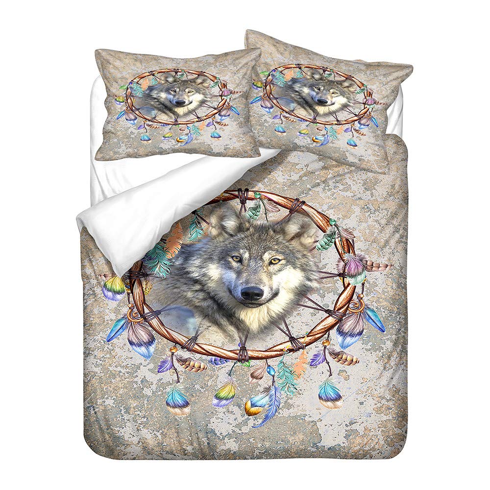 Ensemble de literie loup de Bohême en microfibre douce et résistante