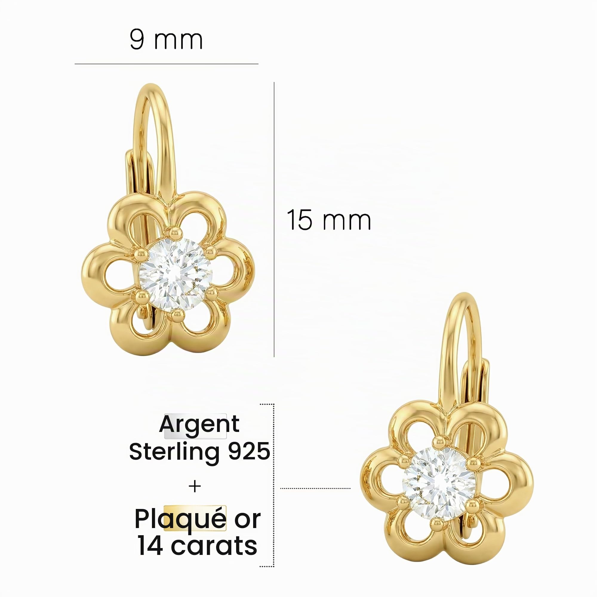 SOFIA MILANI - Boucles d'Oreilles pour Femme en Argent 925 - avec Pierres de Zircon - Boucles d'Oreille Pendantes en Forme de Fleur