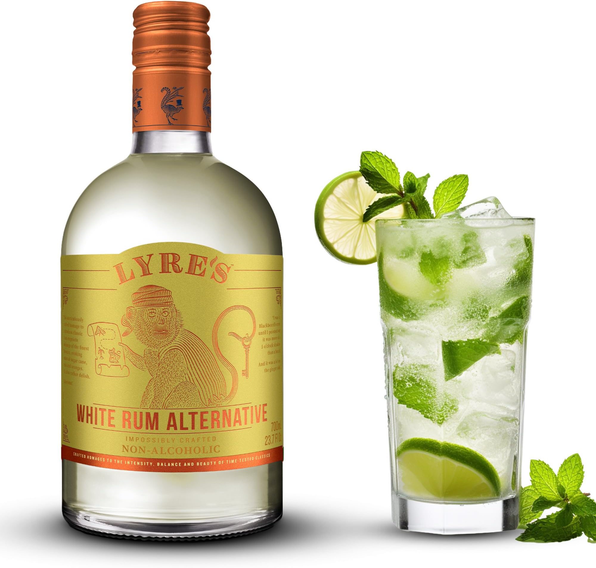 White Rum Alternative, Award-Winning Non Alcoholic White Rum, Zero Proof Rum for Mocktails & Non Alcoholic Drinks, Low Calorie Rum (23.7 Fl Oz)